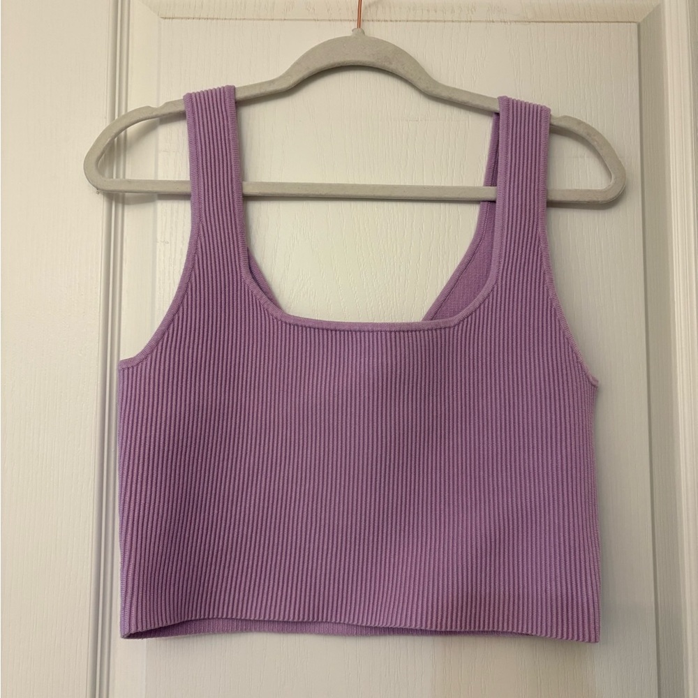 Women's Purple reversible Ribbed cropped sweater tank